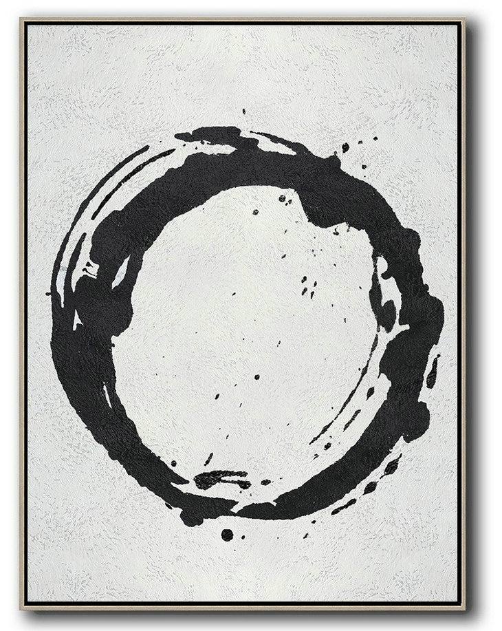Large Abstract Painting,Black And White Minimal Painting On Canvas - Contemporary Art Canvas Painting